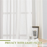 Custom Linen Curtain Natural Linen Textured Semi Sheer Curtain Light Glare Filtering Privacy Drape for Living Room Patio Bedroom by NICETOWN ( 1 Panel )