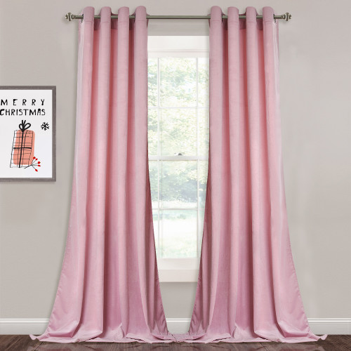 Custom Pink|Solid Blackout Privacy Energy Saving Velvet Curtain Thermal Drapery by NICETOWN ( 1 Panel )