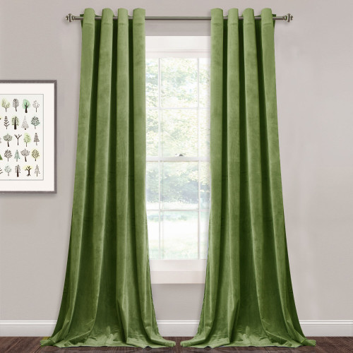 Custom Olive Green|Solid Blackout Privacy Energy Saving Velvet Curtain Thermal Drapery by NICETOWN ( 1 Panel )