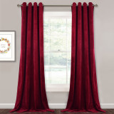 Custom Red|Solid Blackout Privacy Energy Saving Velvet Curtain Thermal Drapery by NICETOWN ( 1 Panel )