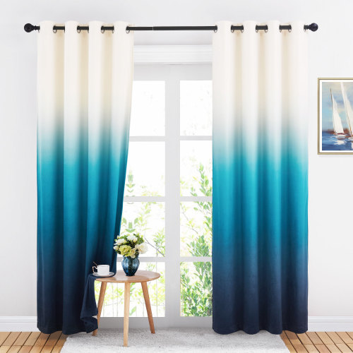 Custom Ombre Velvet Curtain Drapery Room Darkening Energy Saving Blackout Curtain for Bedroom by NICETOWN ( 1 Panel )