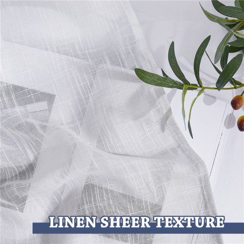Custom Linen Sheer Curtain Ombre Semi Sheer White Drape Privacy by NICETOWN ( 1 Panel )