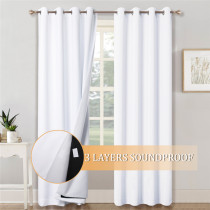 3 Layers Set of 2 Blackout Soundproof &100% Blackout Curtains Grommet Top Drapes Keep out UV RAY by NICETOWN