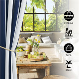 Outdoor Striped Blackout Waterproof Energy Saving Curtain for Patio / Pergola Block UV Rays Made to Order by NICETOWN ( 1 Panel )