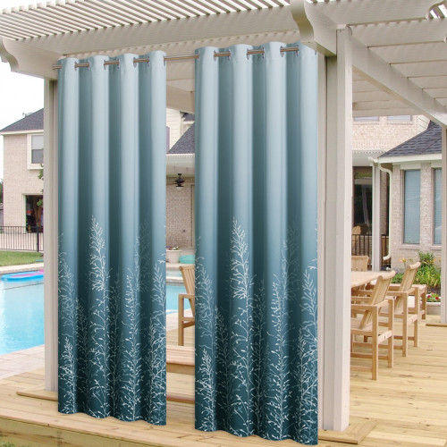 Custom Patio Outdoor Curtains Ombre Waterproof Blackout Curtains for Patio by NICETOWN ( 1 Panel )