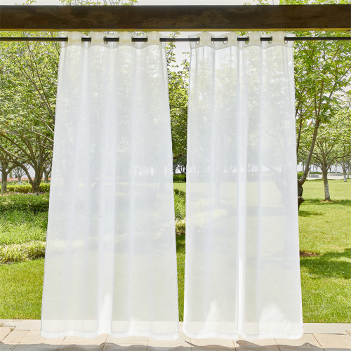 Custom Linen  Outdoor Sheer Curtain with Rope for Patio by NICETOWN ( 1 Panel )