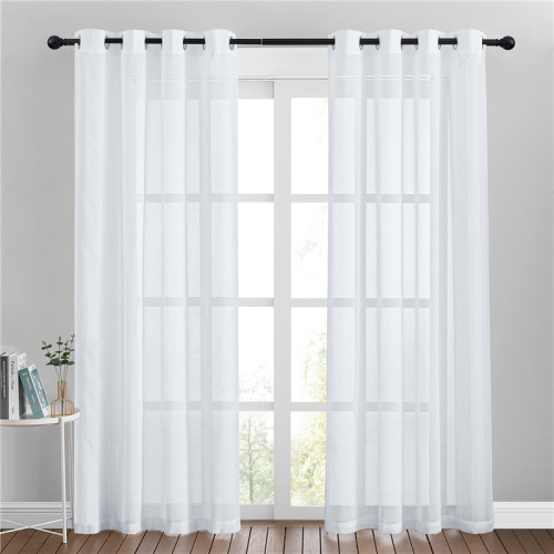 Custom Sheer Faux Linen Semitransparent Curtain for Patio Sliding Glass Door by NICETOWN ( 1 Panel )