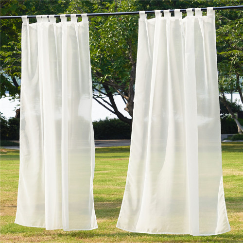 Custom Outdoor Sheer Curtain with Self-Sticky Detachable Tab Top for Easy Hanging-Patio-Pergola by NICETOWN ( 1 Panel )