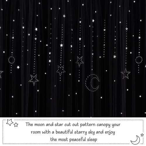 Custom NICETOWN Twinkle Stars and Moon Hollow-Out Blackout Curtains for Kid's Room / Nursery,2 Layer Window Treatment Curtain Panels by NICETOWN (1 Panel)