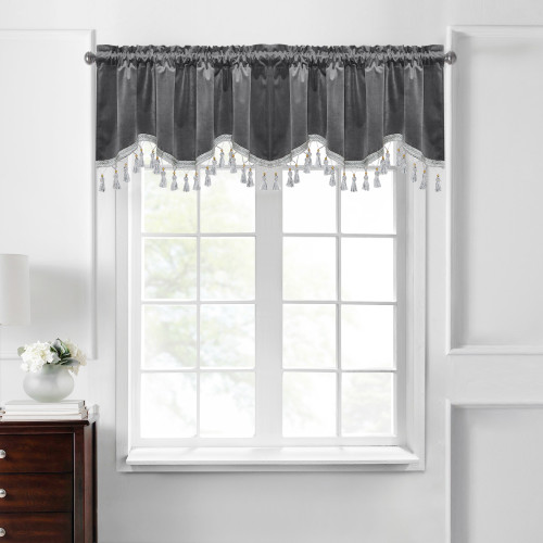 Custom Half Velvet Window Tier Curtain with Tassel Tailored Scalloped Valance / Swag by NICETOWN ( 1 Panel )
