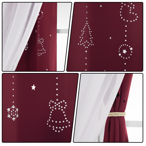 Custom Twinkle Bells and Moon Hollow-Out Blackout Curtains for Christmas ,2 Layer Window Treatment Curtain Panels by NICETOWN (1 Panel)