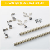 NICETOWN 1 Inch Adjustable Curtain Rod,Modern Leaves Final Design Decorative Drapery Rod, 28-144  Length