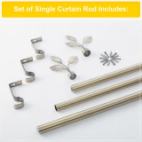 NICETOWN 1 Inch Adjustable Curtain Rod,Modern Leaves Final Design Decorative Drapery Rod, 28-144  Length