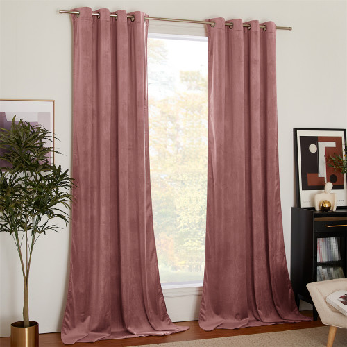 Custom Wild Rose|Solid Blackout Privacy Energy Saving Velvet Curtain Thermal Drapery by NICETOWN ( 1 Panel )