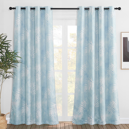 Custom Blackout Curtain Palm Leaf Thermal Insulated Drapes by NICETOWN ( 1 Panel )