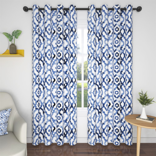 Custom Blue Flower Blackout Curtain Thermal Insulated Drapes by NICETOWN ( 1 Panel )