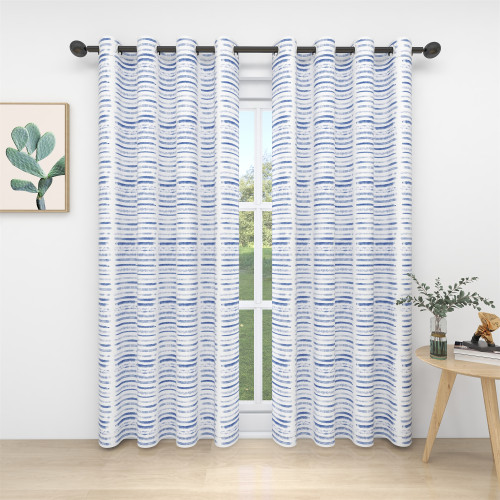 Custom Blue Stripes Blackout Curtain Thermal Insulated Drapes by NICETOWN ( 1 Panel )