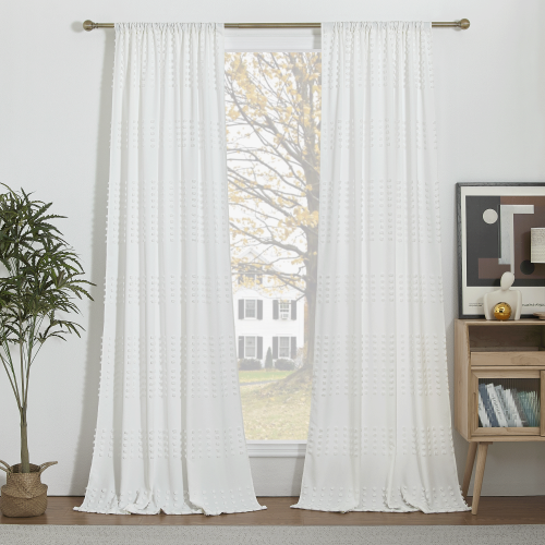 Custom White Sheer with Dots, Design Home Decoration Drapes for Living Room Customized Services by NICETOWN ( 1 Panel )