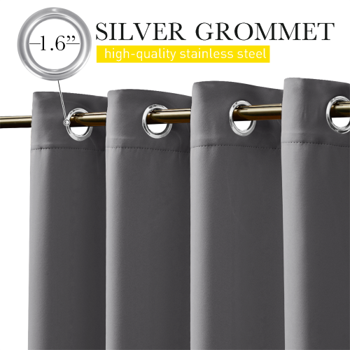 Custom Stainless Steel Grommet&Back Tab Outdoor Curtain with Ropes Fixed Dual Purpose Waterproof Windproof Block UV Blackout Drape for Patio / Foyer / Arbor by NICETOWN ( 1 Panel )