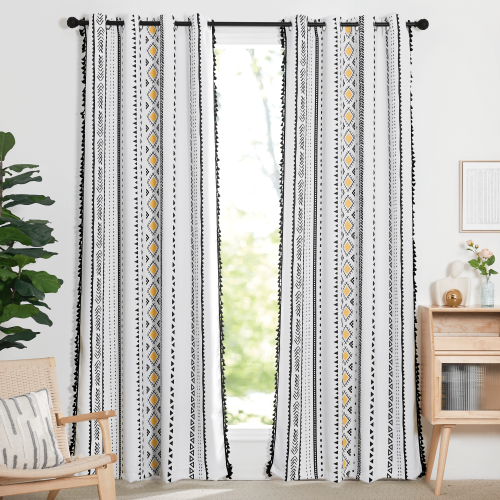 Custom Blackout Curtain Bohemian with Tassels Thermal Insulated Drapes by NICETOWN ( 1 Panel )