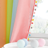 Custom Rainbow Pattern Printed Voile Sheer Curtain Kids Blackout Curtain with Colored Balls by NICETOWN ( 1 Panel )