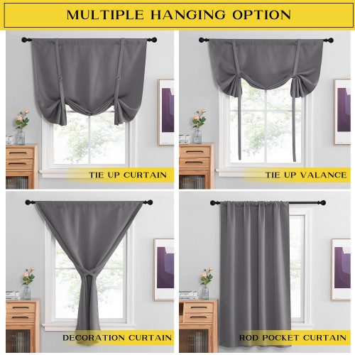 Roman Shades Valance Tie Up Balloon Curtain Blind with Lock by NICETOWN （ 1 Panel ）