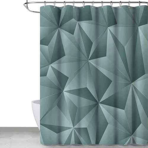 Shower Curtain Geometric Pattern Triangular Pyramid Printed Bath Decor Farmhouse Curtain Set Waterproof Fabric For Laundry Room Bath Tubs