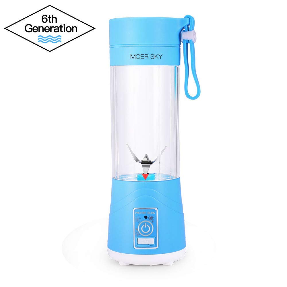 Mini Fruit Juicer Cup,Personal Small Electric Juice Mixer Machine with USB  Rechargeable 2200mAh Battery Powered,Blue