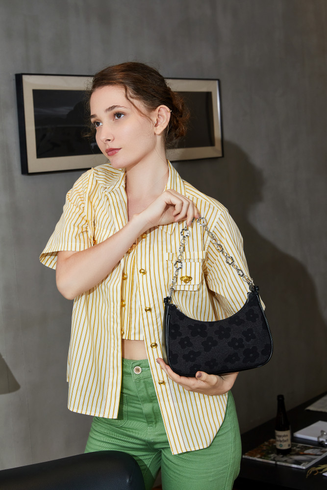 JANE KLAIN new Korean fashion niche design, versatile flower chain PU material underarm bag, handbag, one shoulder women's bag