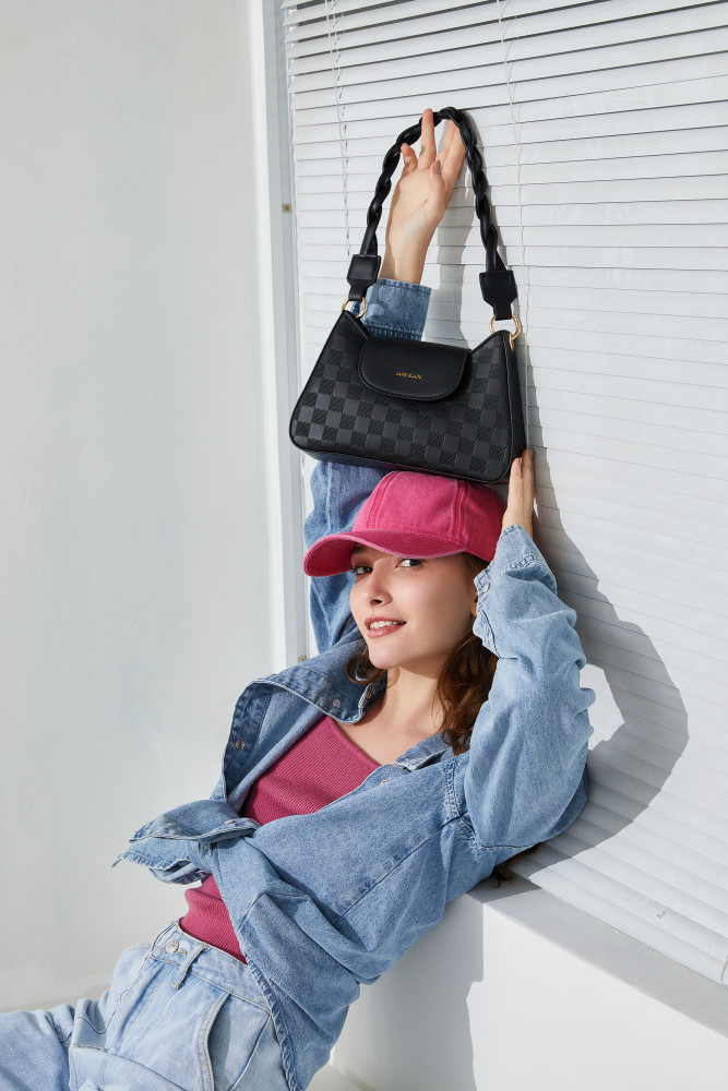 JANE KLAIN Woven Chessboard Checkerboard Design Versatile Underarm Single Shoulder Crossbody Bag