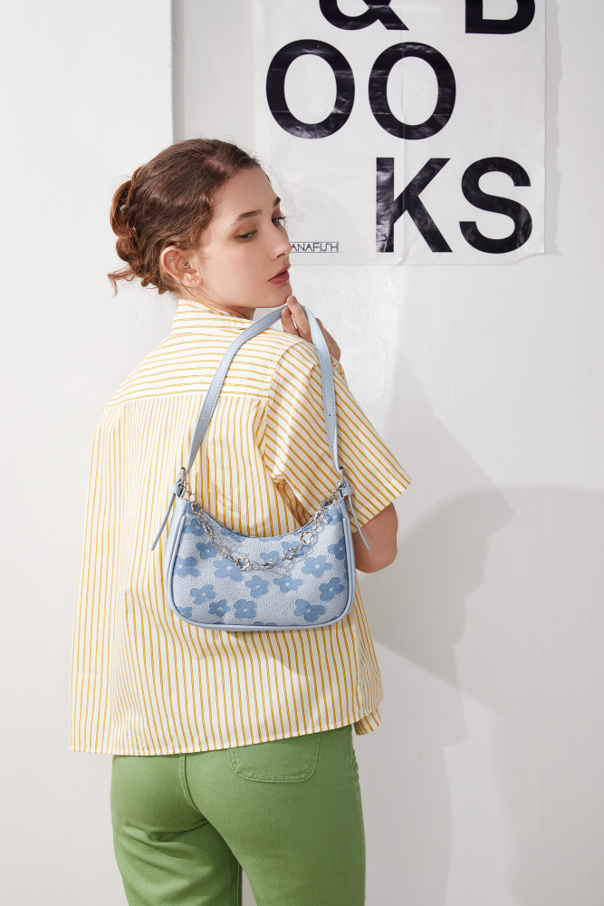 JANE KLAIN new Korean fashion niche design, versatile flower chain PU material underarm bag, handbag, one shoulder women's bag