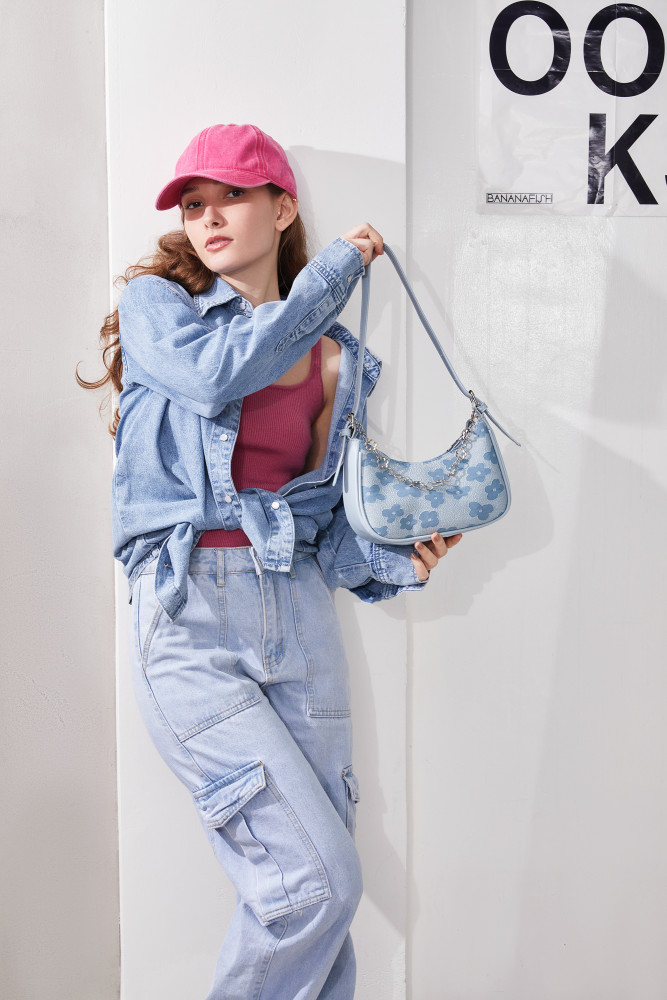 JANE KLAIN new Korean fashion niche design, versatile flower chain PU material underarm bag, handbag, one shoulder women's bag