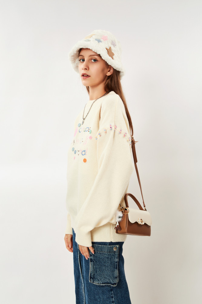 JANE KLAIN Fashionable, Casual, Minimalist, Contrast Color Handheld Crossbody Bag, Korean Crossbody Bag with Hanging Items, Small, Fresh, Solid Color, Cute Small Square Bag