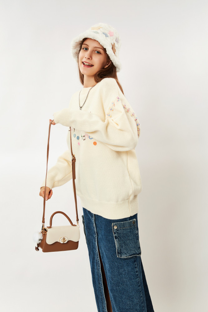 JANE KLAIN Fashionable, Casual, Minimalist, Contrast Color Handheld Crossbody Bag, Korean Crossbody Bag with Hanging Items, Small, Fresh, Solid Color, Cute Small Square Bag