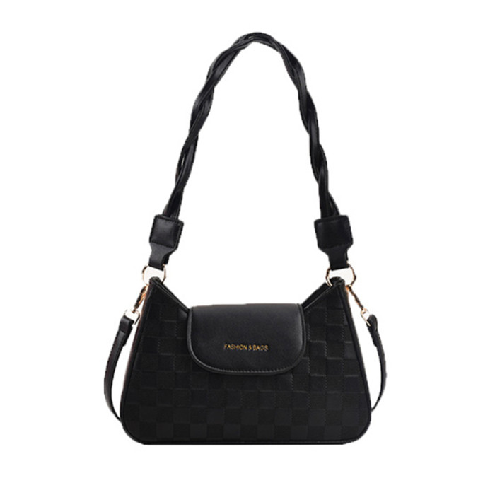 JANE KLAIN Woven Chessboard Checkerboard Design Versatile Underarm Single Shoulder Crossbody Bag
