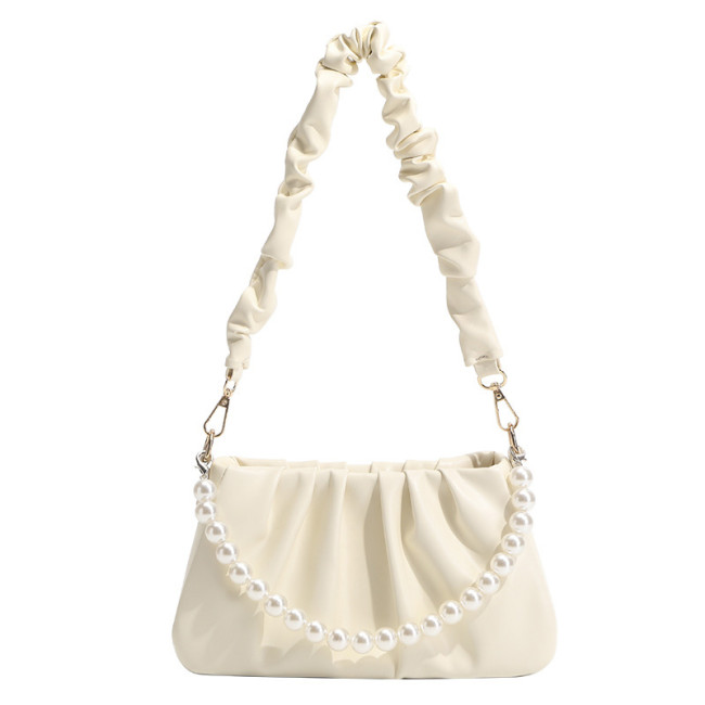 JANE KLAIN new solid color high-end texture niche girl pleated cloud PU material underarm crossbody bag