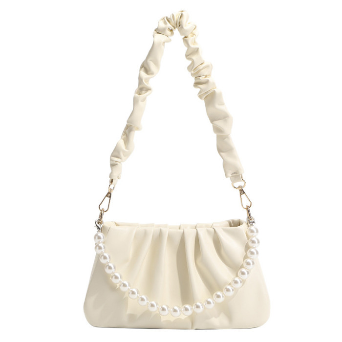 JANE KLAIN new solid color high-end texture niche girl pleated cloud PU material underarm crossbody bag