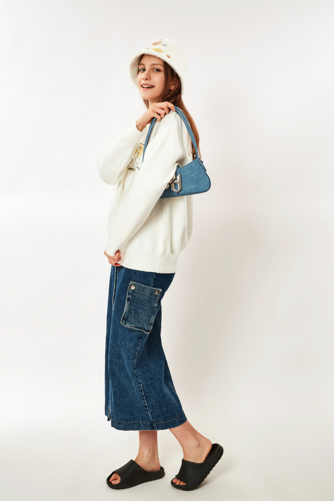 JANE KLAIN new texture, niche temperament, and high-end French style baguette carry underarm shoulder bag