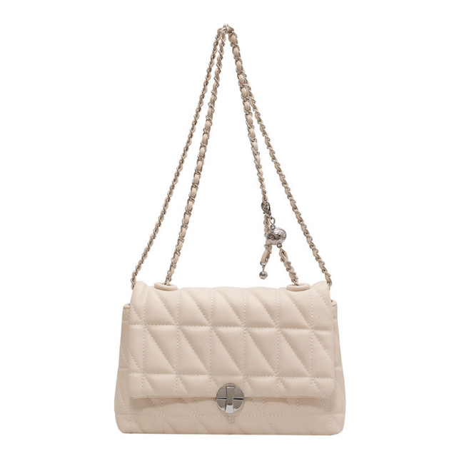 JANE KLAIN Korean version of Lingge Chain niche high-end texture versatile single shoulder solid color commuting underarm small square bag crossbody bag