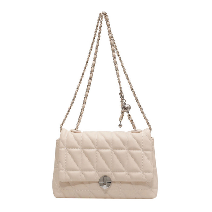 JANE KLAIN Korean version of Lingge Chain niche high-end texture versatile single shoulder solid color commuting underarm small square bag crossbody bag