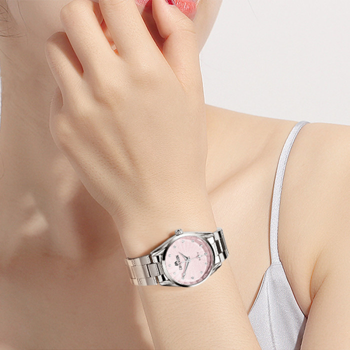 LIBER AEDON Light Luxury Cold Wind Diamond Set Pink Women's Watch