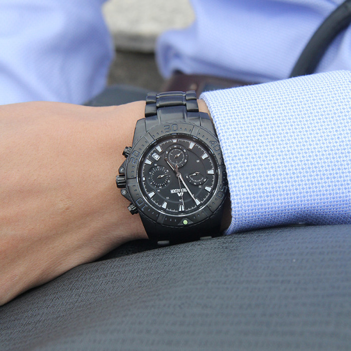 LIBER AEDOD Fashion Trend Multi functional Steel Black Men's Watch