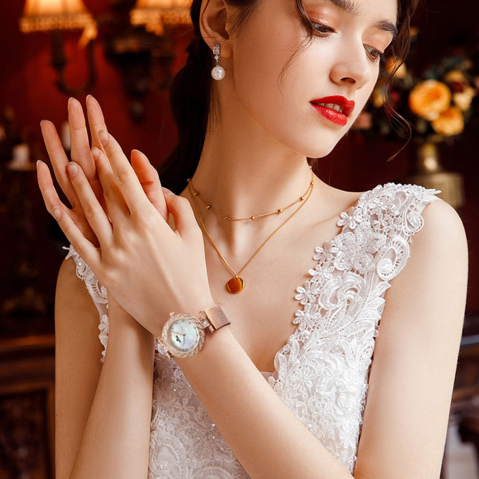 LIBER AEDON Full Sky Star minimalist and fashionable quartz gold dial women's watch