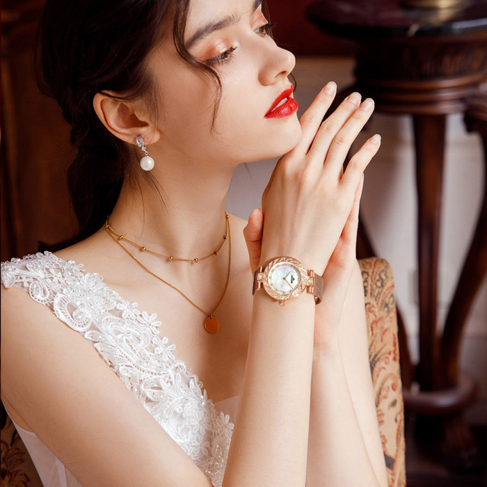 LIBER AEDON Full Sky Star minimalist and fashionable quartz gold dial women's watch