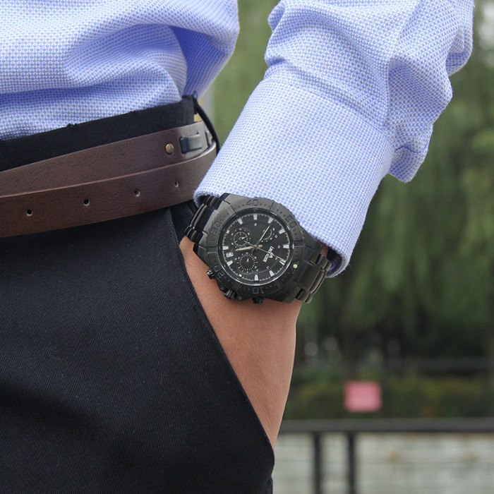 LIBER AEDOD Fashion Trend Multi functional Steel Black Men's Watch