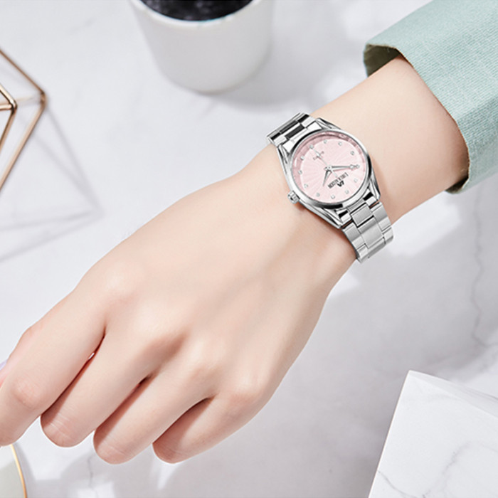 LIBER AEDON Light Luxury Cold Wind Diamond Set Pink Women's Watch