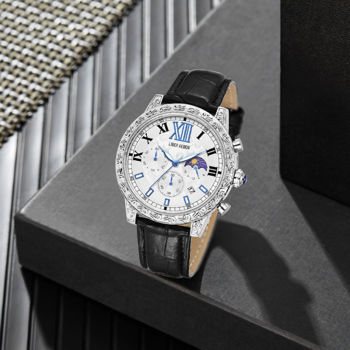 LIBER AEDON Carved Vintage Fashionable Luminous Waterproof Casual Versatile Men's Quartz Watch