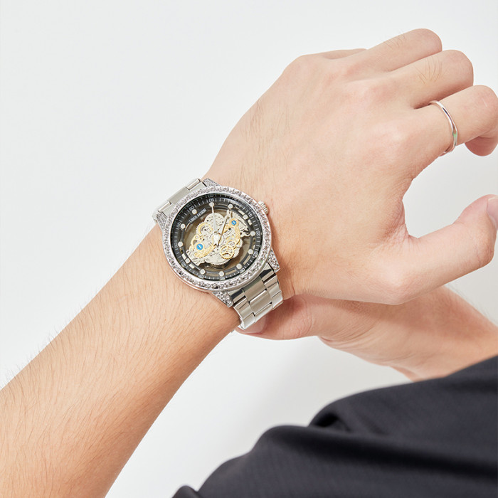LIBER AEDON Vintage Minimalist Versatile Double-Sided Skeleton Sporty Men's Quartz Watch