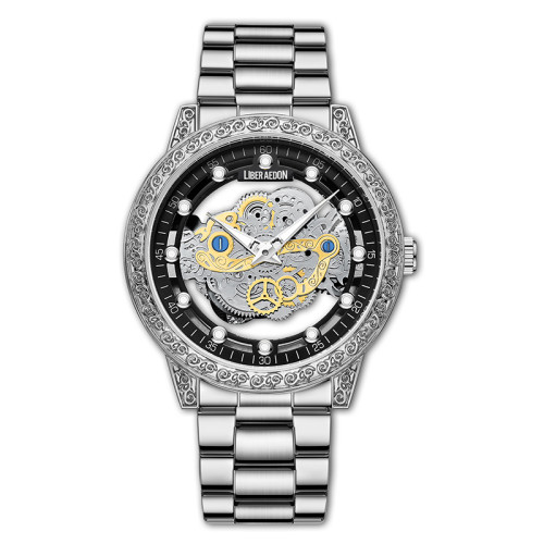LIBER AEDON Vintage Minimalist Versatile Double-Sided Skeleton Sporty Men's Quartz Watch