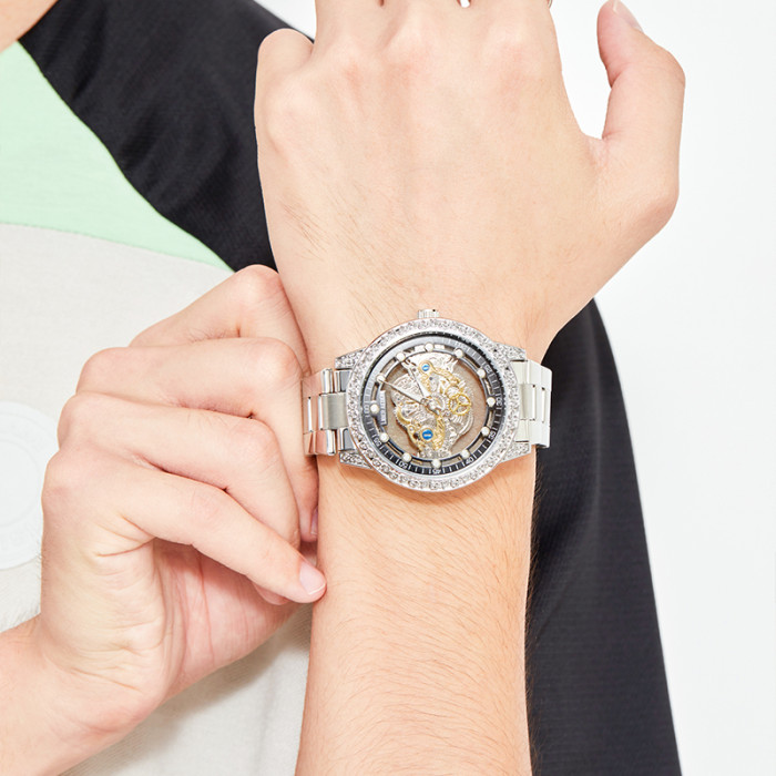 LIBER AEDON Vintage Minimalist Versatile Double-Sided Skeleton Sporty Men's Quartz Watch